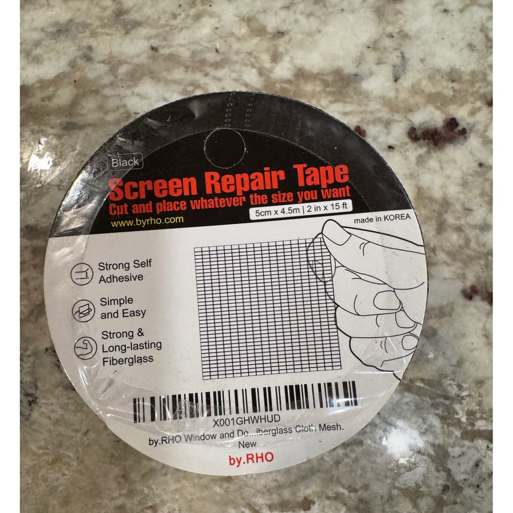 by.RHO Black Screen Repair Tape Fiberglass Mesh Self Adhesive 2in x 15ft Korea
